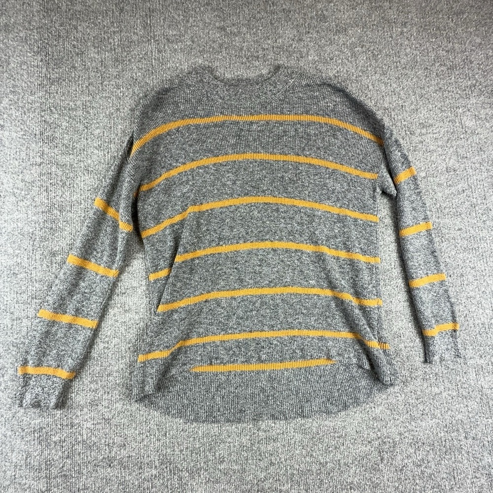 American Eagle Outfitters Sweater Womens Small Gray Yellow Striped Crewneck Knit